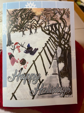 Snow Girls Holiday Card (blank)